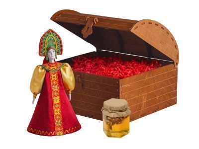 Подарочный набор: кукла фарфоровая, мёд с грецким орехом