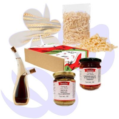 Подарочный набор «Песто»: бутылка для масла, песто, вяленые томаты, паста, декор
