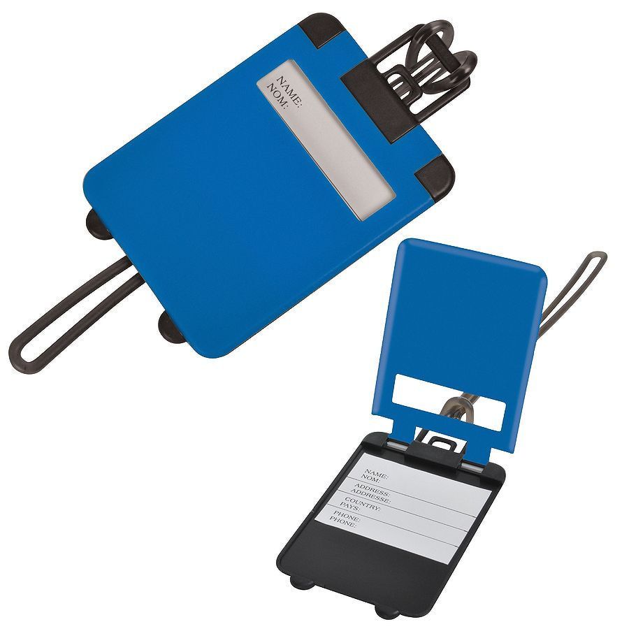 Бирка багажная  "Чемодан";  синий; 5.6*7.8 см; пластик;