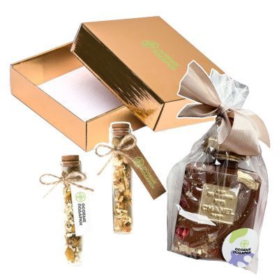Подарочный набор "Шанель": шоколад, 2 чая в пробирке