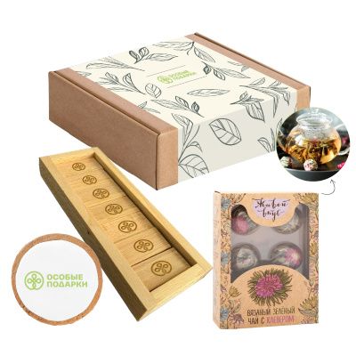 Подарочный набор «Вкус жизни»: домино, вязаный чай, имбирное печенье