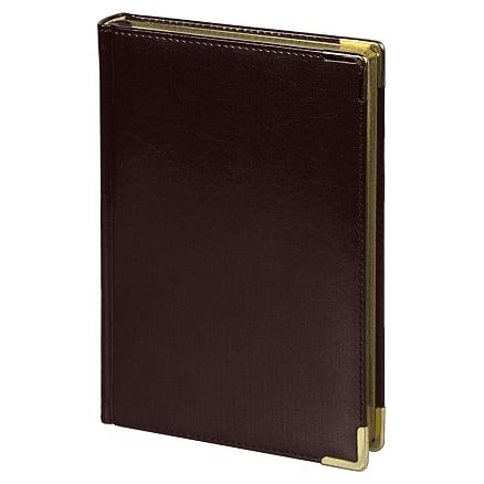 Ежедневник полудатированный Classic Pristine Gold А5, темно-коричневый с золотом, с металлическими уголками, в твердой обложке с поролоном