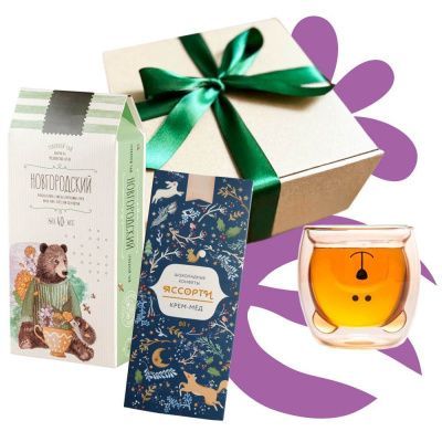 Набор «Пасека»: чай, конфеты с мёдом, стакан