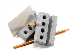 Бетонная визитница с подставкой для карандашей и ручек 