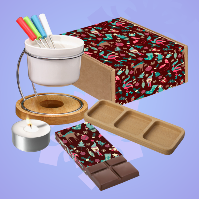 Подарочный набор «Фондю»: фондюшница, шпажки, менажница, шоколад, свеча