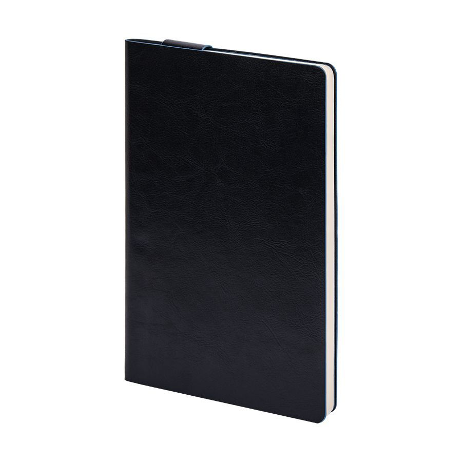 Бизнес-блокнот TRENDI, 130*210 мм, черно-голубой, мягкая обложка, в линейку