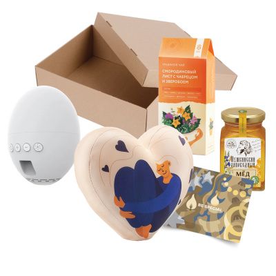 Подарочный набор "Волшебство сна": колонка, подушка, чай, мед, открытка
