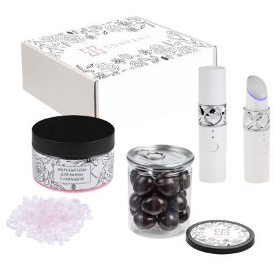 Подарочный набор "Чистое счастье": массажер для глаз, соль для ванны, вишня в шоколаде