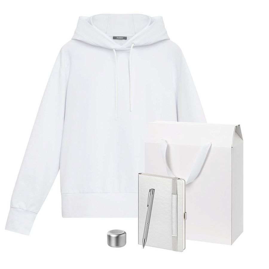 Набор с одеждой ALEX (худи, колонка, ежедневник, ручка), серебряный, XL