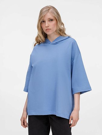 Футболка оверсайз унисекс с капюшоном Neofit, синяя, размер XL/2XL