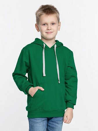 Толстовка с капюшоном детская Kirenga Kids, зеленая, размер 10 лет (130-140 см)