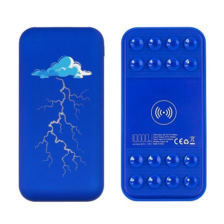 Беспроводное зарядное устройство "Sticky SOFTTOUCH", 10000 mAh с подсветкой логотипа и присосками