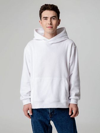 Худи флисовое унисекс Manakin, белое, размер XS/S