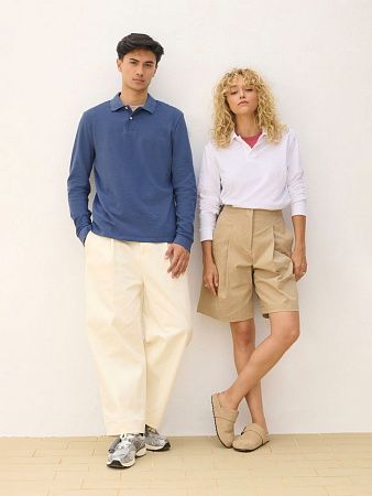 Рубашка поло унисекс с длинным рукавом Pacific LSL, синяя (джинс), размер XXL