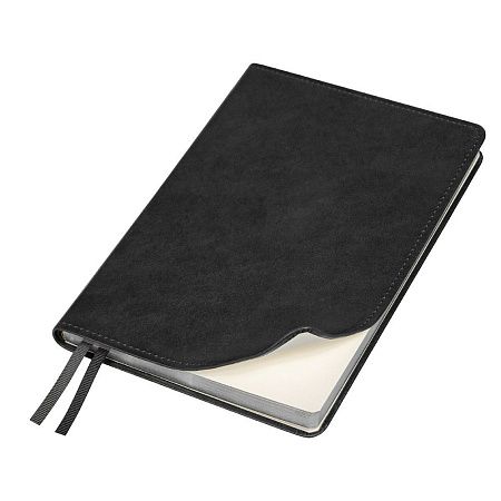Ежедневник Urban Elegiya Ausone A5, черный с серебристым, недатированный, в полугибкой обложке