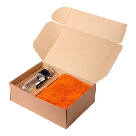 Подарочный набор Terso, Cella, оранжевый (плед, термобутылка)