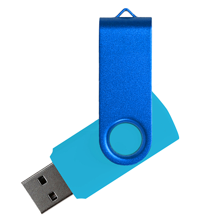 Флеш накопитель USB 2.0 Twister Сolor Mix 16GB, пластик Софт Тач/металл, голубой/синий
