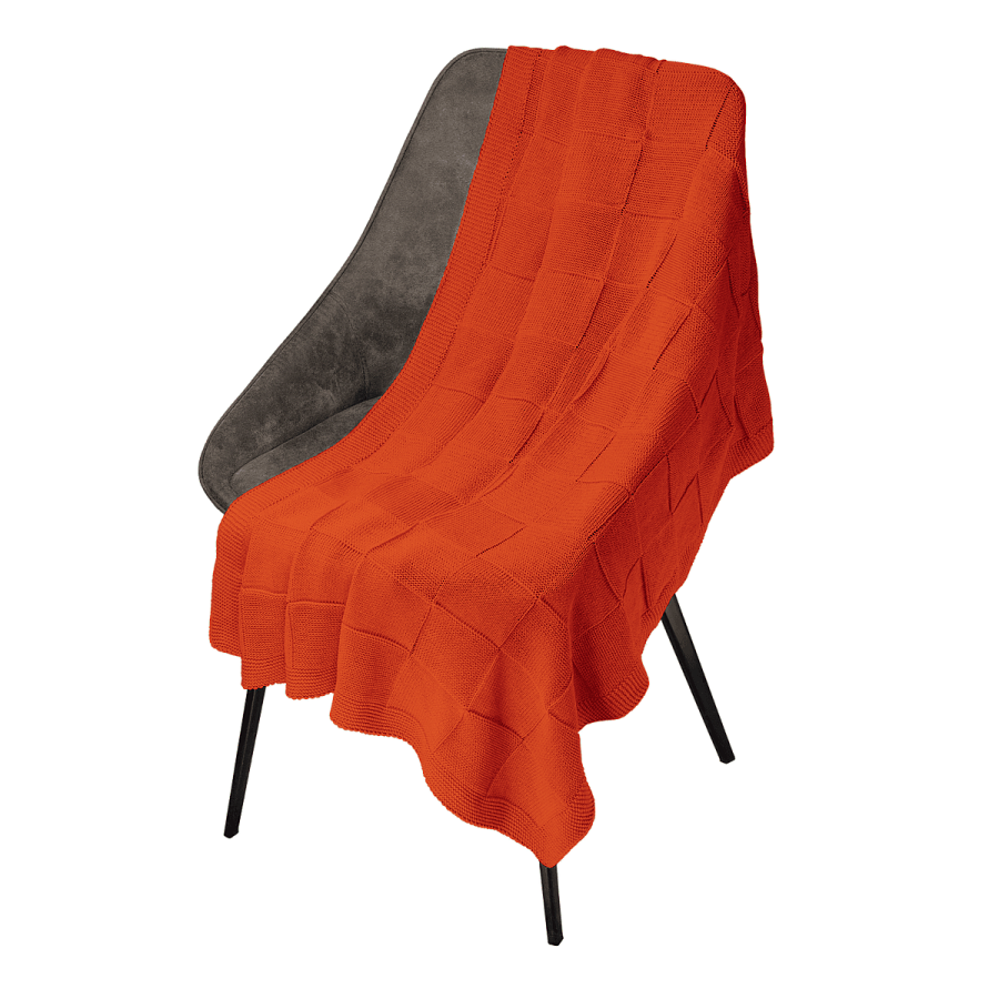 Плед Селла (Cella) вязаный, оранжевый (без подарочной коробки)