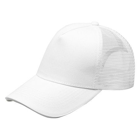 Кепка 5-панельная  Shefild  250 с сеткой, c белым сендвичем, белая