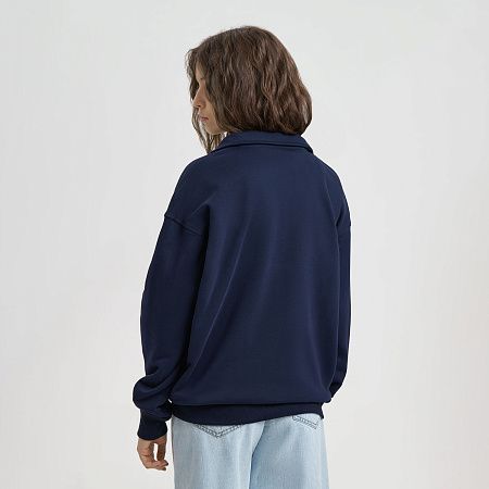 Толстовка на молнии унисекс FLOW, темно-синяя