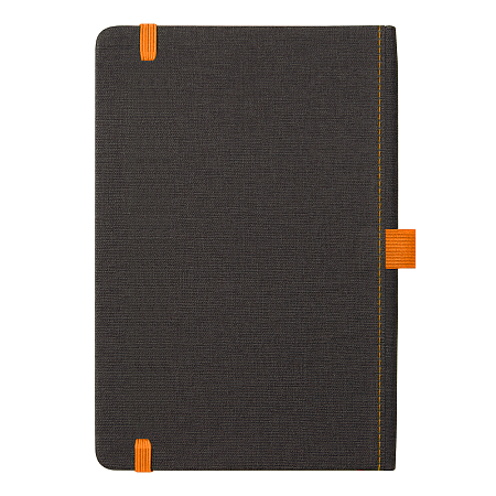 Блокнот Forest  Alfa Orion Rosewood А5, недатированный, в твердой обложке, темно-серый с оранжевой резинкой и петлей для ручки