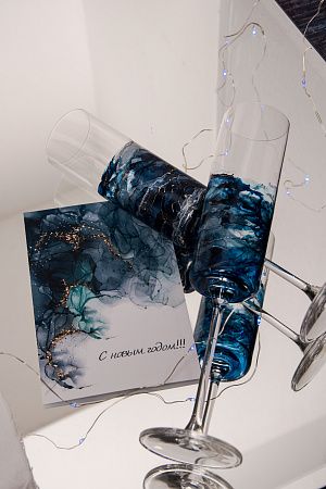 Подарочный набор «Акварель»: бокалы ручной работы 2 шт., открытка