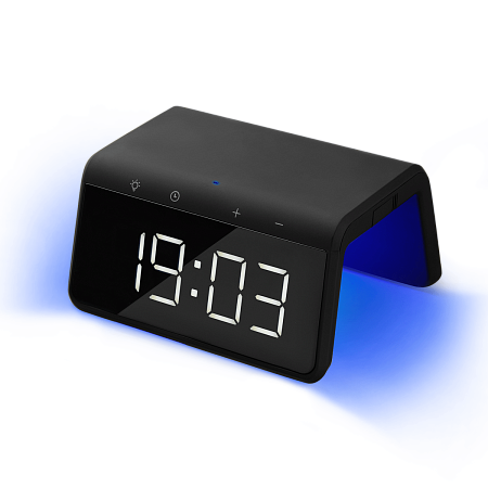 Зарядная станция с часами 15W Flame, черная