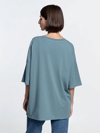 Футболка унисекс оверсайз Crosstown, серо-зеленая, размер S