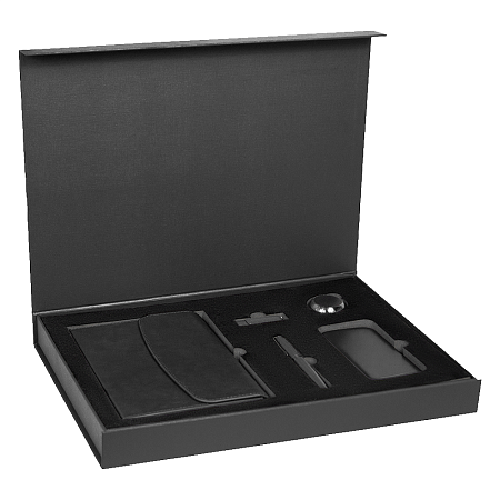 Набор подарочный Solution Prestige Сinque (Суперобложка, флешка, ручка шариковая, внешний аккумулятор, колонка), черный