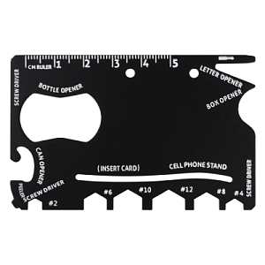 Мультитул Tools Capture в виде карточки, стальной, в чехле из кожзама, черный