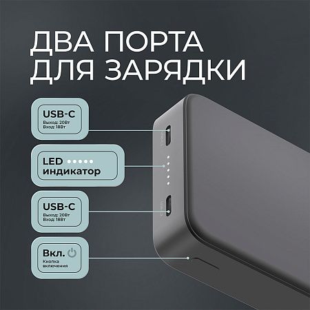 Внешний АКБ NRG Turbo S 20000 mAh, 20Вт