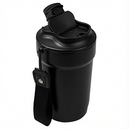 Термокружка Nara, вакуумная, стальная, 410 мл, матовая, черная