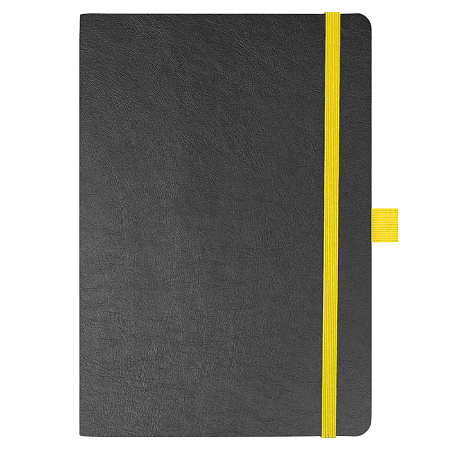 Блокнот Flexy Forest Urban Soft leather  А5, недатированный, с резинкой и петлей для ручки, в гибкой обложке, черно-желтый