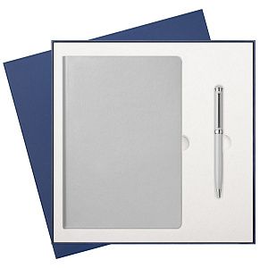 Подарочный набор Спарк (Spark), серебряный (ежедневник, ручка)