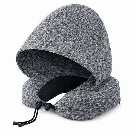 Подушка для путешествий с капюшоном Shon, тёмно-серая