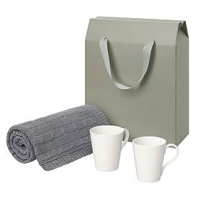 Подарочный набор Веста (Vesta), Фадо (Fado), серый в коробке-пакете (две фарфоровых кружки)