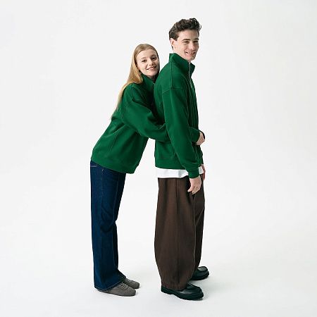 Толстовка на молнии унисекс Флоу (Flow), зеленая, размер 3XL/4XL