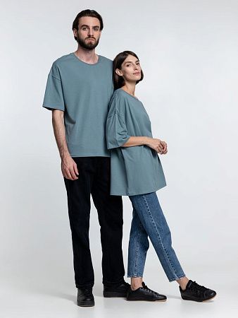 Футболка унисекс оверсайз Crosstown, серо-зеленая, размер S