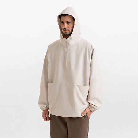 Ветровка (анорак) оверсайз унисекс RISSMAN, бежевая, размер XL/XXL