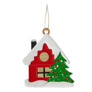 Ёлочная игрушка Домик (белый)