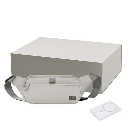 Подарочный набор Бостон (Boston), Атлантис (Atlantis), серый (поясная сумка, аккумулятор)