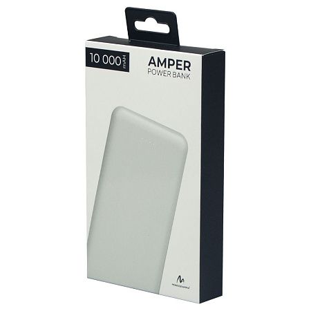 Внешний аккумулятор (powerbank) «Amper», 10 000 mAH, 5V 2.0 A, белый