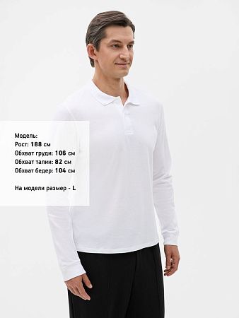 Рубашка поло мужская с длинным рукавом Perfect LSL Men, белая, размер XL