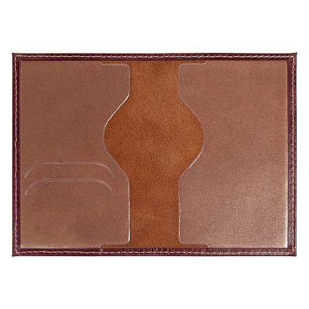 Обложка для автодокументов Leather Sky Matt из натуральной кожи, бордовая с белой прострочкой