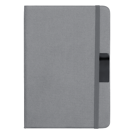 Блокнот А5 Hobard, в твердой обложке c резинкой в линейку, серый