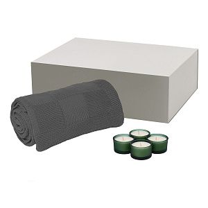 Подарочный набор Сенто (Sento), Селла (Cella), зеленый (свеча, плед)