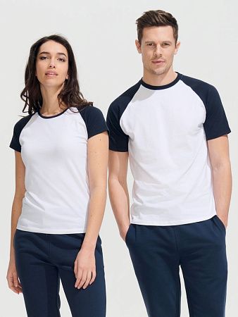 Футболка мужская двухцветная Funky 150, белая с темно-синим, размер S