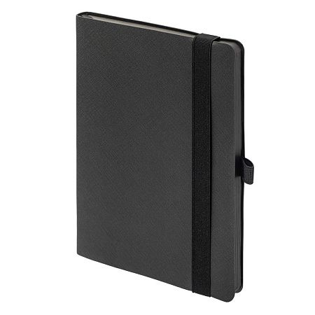 Ежедневник Flexy Line Linen А5, черный/черный, недатированный, в гибкой обложке, с резинкой и петлей для ручки