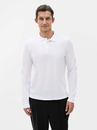 Рубашка поло мужская с длинным рукавом Perfect LSL Men, белая, размер XL