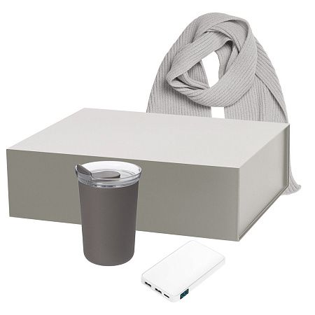 Подарочный набор Strada, Ancor, Forges, серый (термокружка, аккумулятор, шарф)